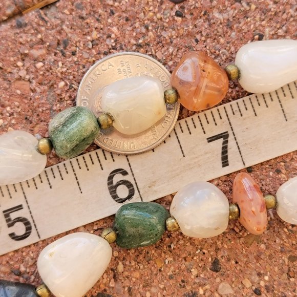 Vintage heavy and chunky semiprecious stones including quartz amethyst necklace - Picture 6 of 16